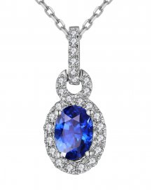OVAL COLORED STONE DIAMOND PENDANT (TP2046)